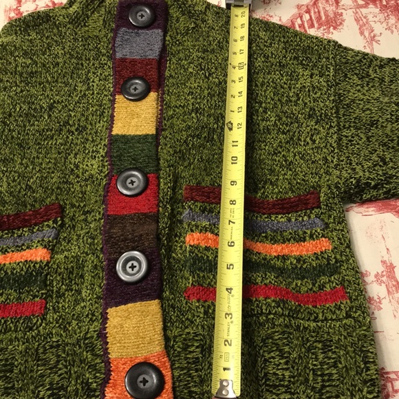 Lisa Nichols Chenille Cardigan Size M Green Colorful - Picture 9 of 9